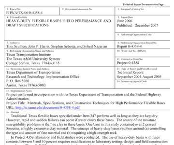  Heavy Duty Flexible Bases: Field Performance & Draft Specifications